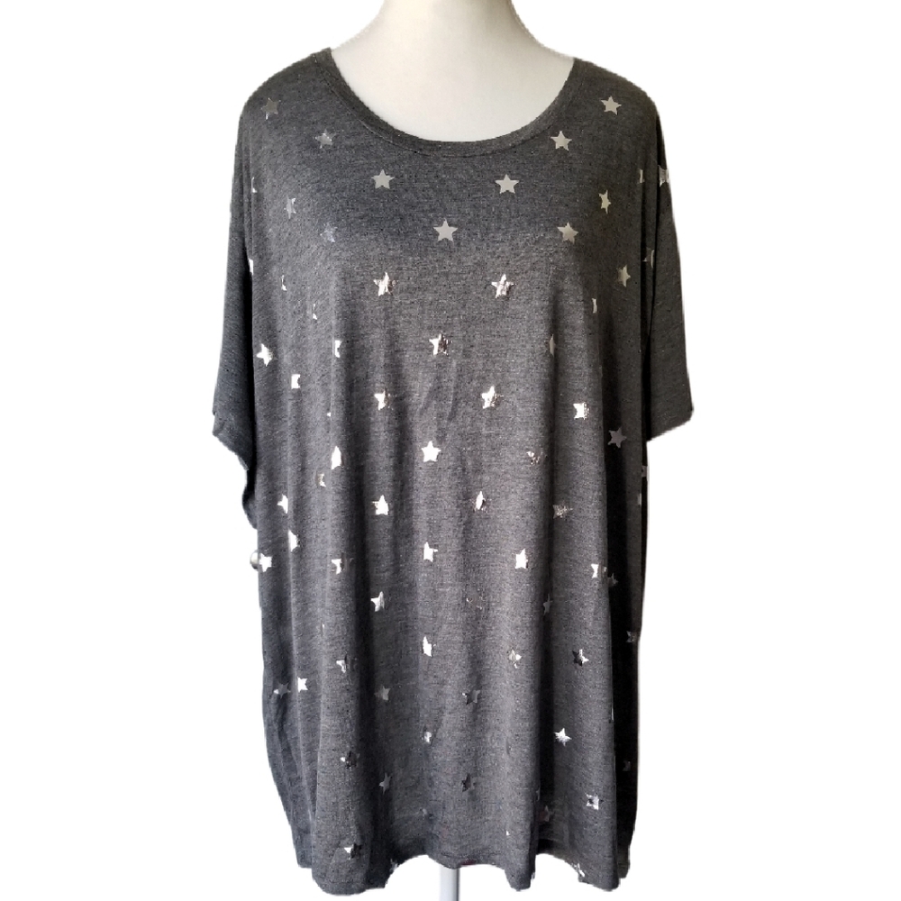NWT H&M Women Plus Lightweight Short Sleeve Scoop Neck Breathable Gray Shirt 4x